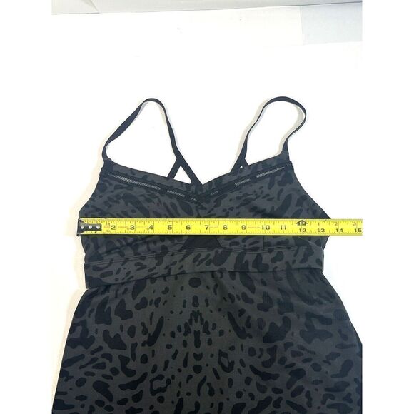 Lululemon Womens 6 Black Tank Top Animal Print Mesh Strappy Workout Just Breath - Picture 12 of 15